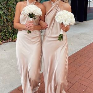 Show me your Mumu Jasmine Halter dress champagne luxe satin